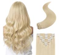 S-noilite Extensions à Clip en Cheveux Humains, 100% Vrais Extensions de Cheveux Clipser, Extension de Cheveux à Mèche Unique à Clips pour Femmes, 18Pouce #60