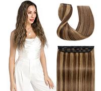 S-noilite Extensions à Clip en Cheveux Humains, 100% Vrais Extensions de Cheveux Clipser, Extension de Cheveux à Mèche Unique à Clips pour Femmes, 20Pouce #4P27