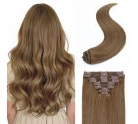 S-noilite Extensions à Clip en Cheveux Humains, 100% Vrais Extensions de Cheveux Clipser, Extension de Cheveux à Mèche Unique à Clips pour Femmes, 20Pouce #06