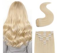 S-noilite Extensions à Clip en Cheveux Humains, 100% Vrais Extensions de Cheveux Clipser, Extension de Cheveux à Mèche Unique à Clips pour Femmes, 20Pouce #70