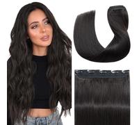 S-noilite Extensions à Clip en Cheveux Humains, 100% Vrais Extensions de Cheveux Clipser, Extension de Cheveux à Mèche Unique à Clips pour Femmes, 20Pouce #1B