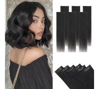S-noilite Extensions à Clip en Cheveux Humains 100% Vrais Extensions de Cheveux Clipser pour Femmes 14Pouce #01 (2732