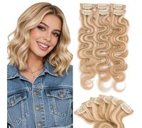 S-noilite Extensions à Clip en Cheveux Humains 100% Vrais Extensions de Cheveux Clipser pour Femmes 16Pouce #12P613 (3674
