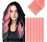 S-noilite Extensions à Clip en Cheveux Humains, 6Pcs 6 Clips 100% Vrais Extensions de Cheveux Clipser, 31g Extension de Cheveux à Mèche Unique à Clips pour Femmes 20Pouce #PK