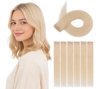 S-noilite Extensions à Clip en Cheveux Humains, 6Pcs 6 Clips 100% Vrais Extensions de Cheveux Clipser, 44g Extension de Cheveux à Mèche Unique à Clips pour Femmes, Enfants, 50CM Blond Platine #60R