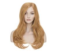 S-noilite Perruque longue blonde, raie au milieu, cheveux synthétiques bouclés et ondulés, 50 cm cosplay wig, perruque de cosplay pour femme, déguisement d'Halloween