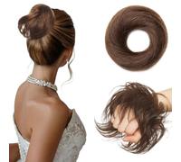 S-noilite Postiche Chignon Vrai Cheveu 17g Lisse Marron Chocolat Très léger, ne fatigue pas le cuir chevelu - idéal pour un usage quotidien