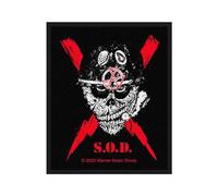ドラッグトレイン S.O.D. Storm Tropers of Death Écusson brodé à coudre Motif foudre griffonné Noir 10,2 x 7,9 cm