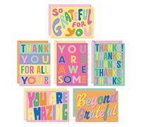 S&O Fun Cartes de remerciement avec enveloppes, lot de 24 cartes de note de gratitude différentes aux couleurs pop, notes de remerciement décoratives à mélanger et assortir pour exprimer votre