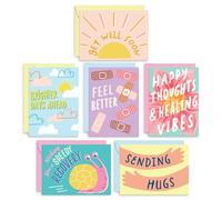 S&O Fun Lot de 24 cartes de rétablissement colorées avec enveloppes, cadeaux mignons pour homme et femme - Feuilles « Get Better Soon » avec message - Assortiment de boîtes de vœux - Feuilles