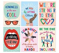S&O Kindness Lot de 6 affiches pour décorations de salle de classe, 38,1 x 55,9 cm, grand ensemble de posters pour tableau d'affichage, citations inspirantes, affirmation et bannière positive