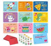 S&O Lot de 36 cartes de Saint-Valentin amusantes pour enfants et salle de vec enveloppes pour enfants - Autocollants de dessin animé - Cartes double face pour garçons et filles - 8,9 x 12,7