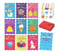 S&O Lot de 36 cartes de Saint-Valentin amusantes pour enfants et salle de vec enveloppes pour enfants - Autocollants de dessin animé - Cartes double face pour garçons et filles - 8,9 x 12,7