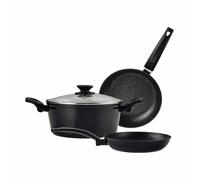 *s.of*Set 2 poêles à frire + 1 casserole vivante noir aluminium 3004 fagor