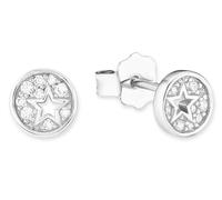s.Oliver Clous d'oreilles en argent 925 Sterling pour filles Enfants Boucles d'oreilles, avec zirconium synth., 0,6 cm, blanc, étoile, Livré dans une boîte cadeau de bijoux