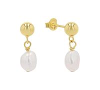 s.Oliver 2040599 Boucles d'oreilles pendantes en argent sterling 925 avec perle de culture d'eau douce Doré 18 mm Idée cadeau