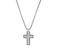 s.Oliver 2040626 Chaîne avec pendentif croix pour homme en acier inoxydable Argenté 55 + 5 cm