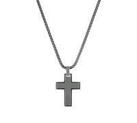 s.Oliver 2040627 Chaîne avec pendentif croix pour homme en acier inoxydable Gris 55 + 5 cm