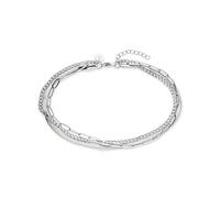 s.Oliver Anklet - Chaîne de cheville élégante en acier inoxydable poli - Argenté - Chaîne gourmette réglable jusqu'à 27 cm - Imperméable et doux pour la peau