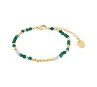 s.Oliver Bead 2040604 Bracelet pour femme en acier inoxydable avec perle de culture d'eau douce et œil de chat Doré 16 + 4 cm Idée cadeau