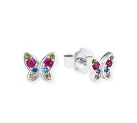 s.Oliver Boucles d'oreilles en argent 925 Sterling, filles Enfants Boucles d'oreilles, avec zirconium synth., 0,6 cm, argent, papillon, Livré dans une boîte cadeau de bijoux