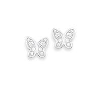 s.Oliver Boucles d'oreilles en argent 925 Sterling, filles Enfants Boucles d'oreilles, avec zirconium synth., 0,5 cm, argent, papillon, Livré dans une boîte cadeau de bijoux