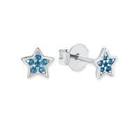 s.Oliver Boucles d'oreilles en argent sterling 925 Filles Enfants Boucles d'oreilles, avec verre, 0,5 cm, argent, étoile, Livré en boîte cadeau de bijoux