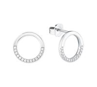 s.Oliver Boucles d'oreilles en argent 925 Sterling pour femmes, avec zirconium synth., 1,2 cm, argent, Livré dans une boîte cadeau de bijoux