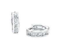 s.Oliver Boucles d'oreilles créoles en argent sterling 925 pour filles, boucles d'oreilles pour enfants, avec zircone synthétique, livrées dans un coffret cadeau à bijoux.