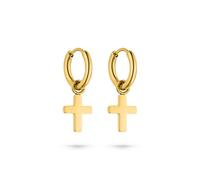 s.Oliver Boucles d'oreilles - Élégantes créoles en acier inoxydable poli - Doré - Imperméable et doux pour la peau