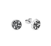 s.Oliver Boucles d'oreilles en acier inoxydable pour femmes, avec cristal, 1 cm, argent, Livré dans une boîte cadeau de bijoux