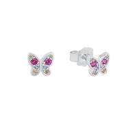 s.Oliver Boucles d'oreilles en argent 925 Sterling, filles Enfants Boucles d'oreilles, avec zirconium synth., 0,6 cm, argent, papillon, Livré dans une boîte cadeau de bijoux