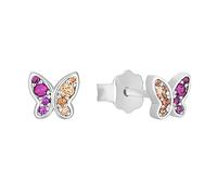 s.Oliver Boucles d'oreilles en argent 925 Sterling, filles Enfants Boucles d'oreilles, avec zirconium synth., 0,5 cm, argent, papillon, Livré dans une boîte cadeau de bijoux