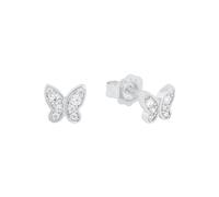 s.Oliver Boucles d'oreilles en argent 925 Sterling, filles Enfants Boucles d'oreilles, avec zirconium synth., 0,5 cm, argent, papillon, Livré dans une boîte cadeau de bijoux
