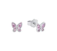 s.Oliver Boucles d'oreilles en argent 925 Sterling pour enfants, avec zirconium synth., 0,5 cm, argent, papillon, Livré en boîte cadeau, 2036822