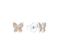 s.Oliver Boucles d'oreilles en argent 925 Sterling pour enfants, avec zirconium synth., 0,5 cm, argent, papillon, Livré en boîte cadeau, 2036819