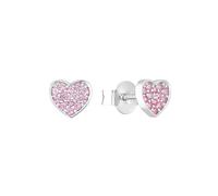 s.Oliver Boucles d'oreilles en argent 925 Sterling pour enfants, avec zirconium synthétisé, 0,7 cm, argent, cœur, Livré en boîte cadeau, 2036821