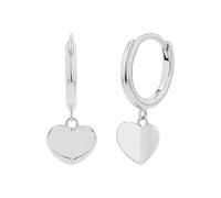 s.Oliver 2040592 Boucles d'oreilles créoles en argent sterling 925 avec pendentif en forme de cœur 21 mm