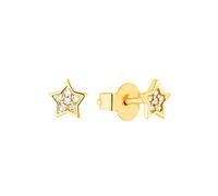 s.Oliver Boucles d'oreilles en argent sterling 925 Filles Enfants Boucles d'oreilles, avec verre, 0,5 cm, or, étoile, Livré en boîte cadeau de bijoux