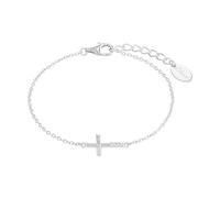 s.Oliver bracelet 925 argent sterling filles enfants bijoux de bras, avec zirconia synth., 14+2 cm, argent, croix, Livré en boîte cadeau bijoux