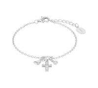 s.Oliver Bracelet 925 en argent sterling pour enfants, avec zirconium synth. 14+2 cm, blanc, croix, Livré en boîte cadeau,