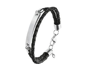 s.Oliver Bracelet d'identification bracelet pour homme en acier inoxydable, 20 + 2 cm, noir, livré dans une boîte cadeau à bijoux, 2020903