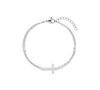 s.Oliver Bracelet élégant en acier inoxydable poli - Argenté - Chaîne d'ancre réglable jusqu'à 21 cm - Imperméable et doux pour la peau