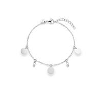 s.Oliver Bracelet élégant en acier inoxydable poli - Argenté - Chaîne rolo réglable jusqu'à 21 cm - Imperméable et doux pour la peau