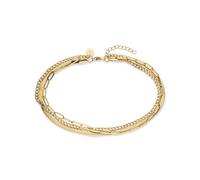 s.Oliver Bracelet élégant en acier inoxydable poli - Doré - Chaîne gourmette réglable jusqu'à 21 cm - Imperméable et doux pour la peau