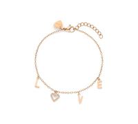 s.Oliver Bracelet élégant en acier inoxydable poli - Or rose - Chaîne rolo réglable jusqu'à 21 cm - Imperméable et doux pour la peau