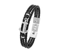 s.Oliver bracelet en acier inoxydable cuir hommes bijoux de bras, 20+1,5 cm, bicolore, ancre, Livré dans une boîte cadeau de bijoux