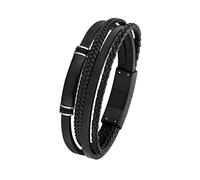 s.Oliver Bracelet en acier inoxydable Cuir Homme, 20+1,5 cm, Bicolor, Livré en boîte cadeau,