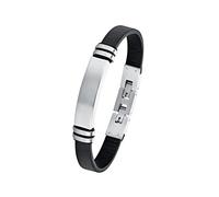 s.Oliver Bracelet d'identification pour homme en acier inoxydable, 20+1,5 cm, noir, livré dans un coffret cadeau, 2018703
