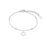 s.Oliver Bracelet en argent 925 Sterling pour dames, avec zirconium synth., 16+3 cm, argent, ancre, Livré en boîte cadeau de bijoux